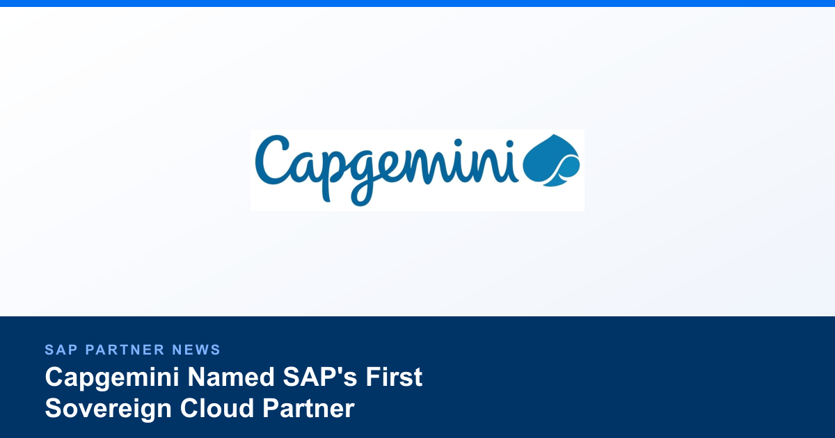 Capgemini Named SAP's First Sovereign Cloud Partner